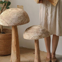 Décoration en bois en forme de champignon, style rétro, en bois massif, pour patio, jardin, terrasse