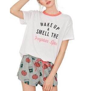 Pantaloncini Casual da donna t-shirt con stampa a maniche corte pigiami da notte Set pigiama da notte Set pigiama da donna - Product Image 6