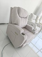 Canapé inclinable multifonctionnel électrique en bois gris avoine COMODO Q701 de PUZE Wholesales avec porte-gobelet intégré et télécommande