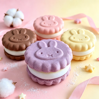 Jouet Squishy Lapin Sucré en Forme de Biscuit, à Rebond Lent, en Matériau PU Écologique, Anti-Stress, Jouet à Presser pour Enfants et Adultes