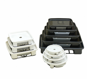 Plafarm JWPL0088 Ensemble de soucoupes carrées noires pour plantes, plateau de récupération d'eau en plastique, base de pot de fleurs, protection de sol intérieur - Product Image 2