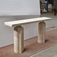 Table Console en Pierre Naturelle Moderne et Minimaliste, OEM ODM, pour Salon ou Atelier, en Marbre Travertin Sculpté