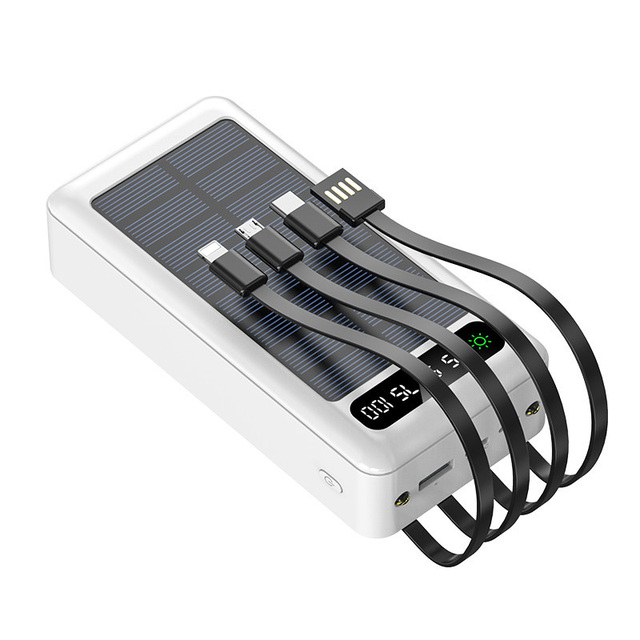 20000mAh High Capacity Solar Charging Power Bank Outdoor Camping Portable Charger with Micro USB & Type-C Output LED Display
