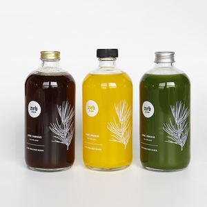 Bouteilles en verre rondes Boston personnalisées 150ml/250ml/500ml contenants transparents vides pour boissons alcoolisées jus Kombucha - Product Image 1