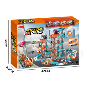 <span class=keywords><strong>Jouet</strong></span> d'intérieur pour enfants : Circuit <span class=keywords><strong>de</strong></span> <span class=keywords><strong>garage</strong></span> urbain avec voitures <span class=keywords><strong>de</strong></span> course à catapulte, 5 niveaux, 123 pièces, parking pour garçons - Product Image 4