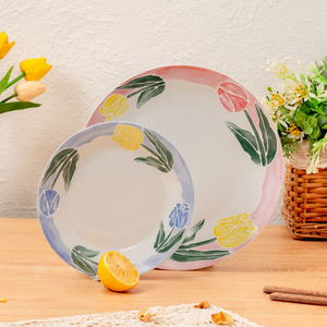 Assiette de table occidentale en céramique Tulipe Française, design élégant et frais, pour la maison, les hôtels et les restaurants - Product Image 6