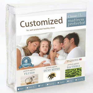Hypoallergenic Plain Home Everyday <b>Bed</b> Mattress Cover Cotton Bamboo Terry Waterproof Flame Retardant Anti-Bacteria Mattress - Product Image 3