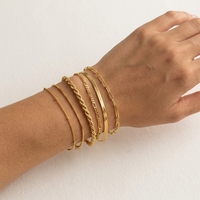 Ensemble de bracelets minimalistes superposés en acier inoxydable doré, chaîne et maillons, pour femmes, empilables, bijoux tendance