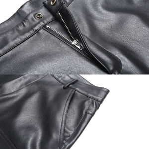 LEDUO nuovi vestiti <span class=keywords><strong>di</strong></span> qualità alla moda da uomo in tinta unita stile Casual con cerniera Soft <span class=keywords><strong>Shorts</strong></span> in <span class=keywords><strong>pelle</strong></span> al ginocchio con tasche applicate - Product Image 4