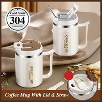 Gobelet isotherme de voyage en acier inoxydable 304 à double paroi, anti-fuite, avec logo personnalisé, pour boire du café, 500 ml, avec cuillère pliable