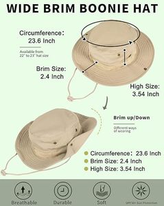 Yihaoyi <strong>Boonie</strong> Hats UPF 50 Plus Unisex Cooling Sun Hats Wide Brim Bucket Hats UV Protection for Fishing Safari Hiking Beach - Product Image 3