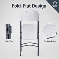Chaise pliante moderne en plastique robuste, pliable en deux, avec pieds en acier et poignée de transport intégrée, portable, pour usage scolaire