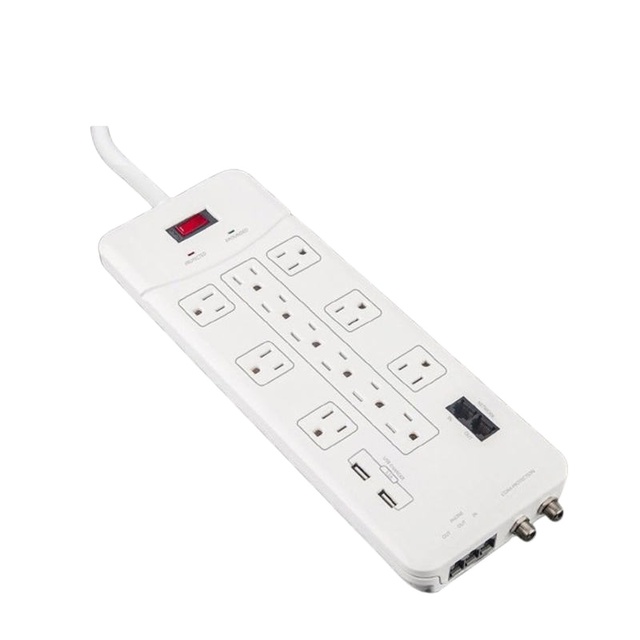 ETL Certified Handsome ABS USA 8-Outlet Surge Protector Power Strip with 4 USB a Ports 125V/15A 0.9m Cable Residential Use