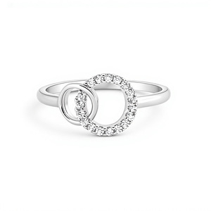 Anillo <span class=keywords><strong>Doble</strong></span> Entrelazado de Cobre con Baño de Plata y Oro Rosa, Estilo Moderno y Lujoso, con Diamantes, para Mujer, Regalo - Product Image 5