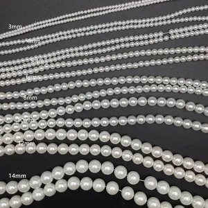 Cuentas de perlas de cristal redondas, perlas sueltas de imitación para fabricación de joyas
