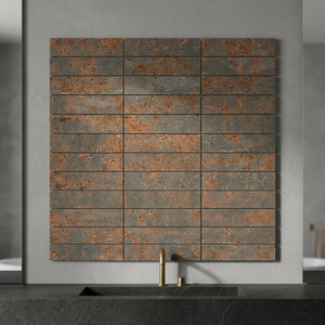 Vistaar Brand Ceramic Linear Strip 300x300mm Brown Crystal Glass Mosaic Wall <b>Tiles</b> Luxury Shining <b>Backsplash</b> Quality - Product Image 1
