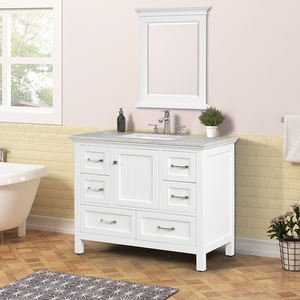 Bathroom Vanity Carrara Marble Countertop Ceramic Soft-Close Doors Solid Wood+Plywood Construction Framed <b>Mirror</b> Made Vietnam - Product Image 2