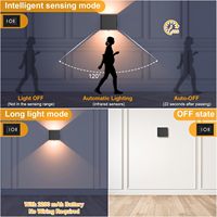 Lámpara de Pared LED Moderna con Sensor de Movimiento Empotrado, Impermeable IP65, Cuerpo Cuadrado de PC, para Hogar, Oficina, Porche, Balcón, Jardín