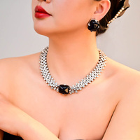 Parure de bijoux pour femmes style industriel lourd, collier et boucles d'oreilles, style rétro et médiéval, bijoux de Dubaï, vente en gros