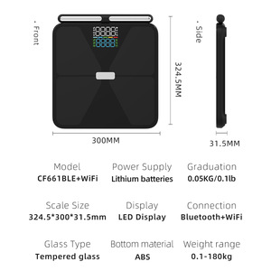 Pèse-personne intelligent avec analyse de la composition corporelle CF661BLEWIFI, écran LED 300 mm, Bluetooth, WiFi, précision électronique, pour salle de bain - Product Image 1