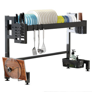 キッチン大容量カウンタートップ皿ラック排水シンク収納プレートホルダー金属カトラリーオーガナイザー - Product Image 5