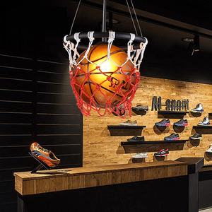 Luminaires suspendus de style <span class=keywords><strong>basket</strong></span>-ball rétro américain, design créatif et personnalisé, lustre décoratif LED en fer et verre, blanc chaud, pour centres commerciaux de grande hauteur - Product Image 1