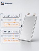 Battivus SA03 11.84Ah 3.4V 40.26Wh 400Wh/kg Sel Pouch NMC Isi Ulang Suhu Rendah untuk Paket Baterai Ringan Aerospace UAV