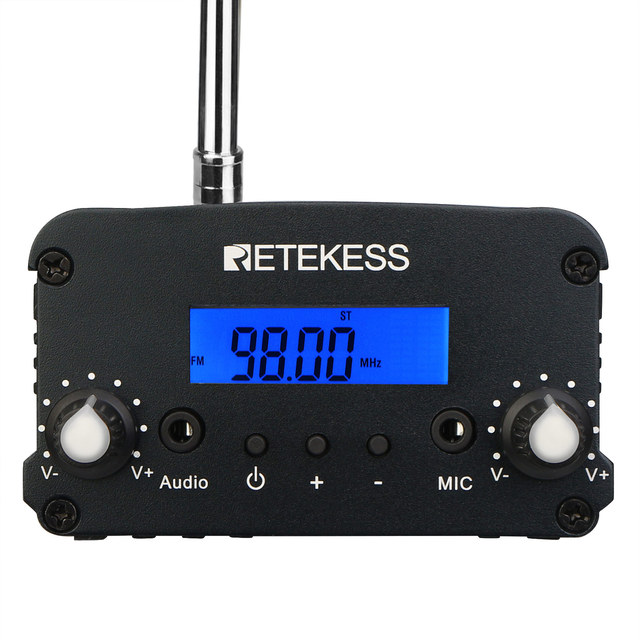 72-76MHz or 76-108Mhz 7W/1W Portable FM Radio Broadcast Transmitter AUX/MIC Input With LCD Display Retekess TR509