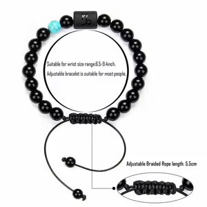 Pulsera de piedra de ónix negro Natural de 8mm para hombres y mujeres, pulsera con cuentas del horóscopo del zodiaco, pulsera de curación espiritual para parejas, Unisex - Product Image 6