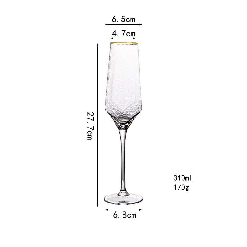 Golden edged vertical diamond champagne glass