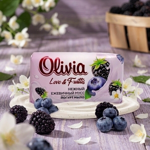 Love & Fruttis Blackberry Moisturizing Fruit Scented Bar <b>Soap</b> with Glycerin for Daily Use 140 g Olivia - Product Image 1