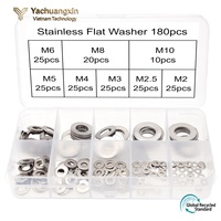 Assortiment de rondelles plates en acier inoxydable 580 pièces M2 M2.5 M3 M4 M5 M6 M8 M10 M12 Qualité industrielle Finition passivée