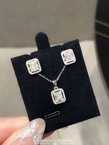 Xinfly Luxury Jewellery Square Shape 18k Gold Natural Diamond Necklace and <b>Earrings</b> - Product Image 5