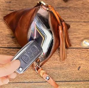 Porte-clés en cuir personnalisé, porte-monnaie, pochette à clés, organiseur avec sangle de poignet, portefeuille de luxe en cuir pour femme - Product Image 2