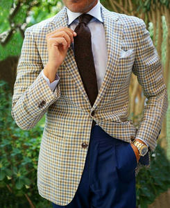 Novedad 2026: Chaqueta y <span class=keywords><strong>Blazer</strong></span> Casual a Cuadros de Doble Botonadura para Hombre, Manga Larga, Solapa Mandarina, Corte Ajustado, Estilo Business - Product Image 4