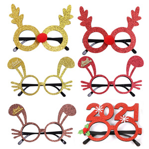 <span class=keywords><strong>2022</strong></span> lunettes de noël paillettes fête lunettes cadres décoration de noël Costume lunettes pour fêtes de noël faveurs de vacances - Product Image 2
