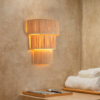 Lampe murale en paille tressée style Wabi-sabi pour chambre, salon, gîte, chevet, décoration rétro japonaise, design de créateur