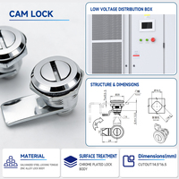 Serrure à came compacte OEM 1/4 po, en alliage de zinc chromé, norme ANSI Grade 3, avec 2 clés, pour métal