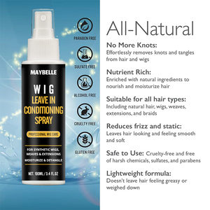 Etiqueta privada Extensión de peluca Desenredar Spray Dejar en acondicionador Peluca Desenredar Spray 100ml - Product Image 2