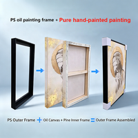 Peinture murale abstraite bleue et dorée peinte à la main, art indien, pour salon et salle à manger