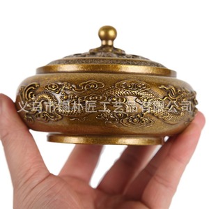 Quemador de incienso de cobre puro de tres patas con tallado de dragón, ideal para uso doméstico e interior, con sándalo, estilo antiguo. - Product Image 5