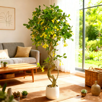 Tanaman Bonsai bunga buatan, digunakan untuk dekorasi dalam ruangan, simulasi pohon bunga, bunga kuning