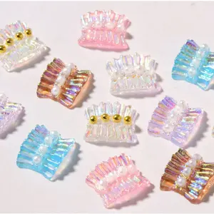 Paso Sico 3pcs/bag New Manicure Resin Small Girls Skirt Lace Pearls Nail Art Accessories Shiny Nail Charms for DIY Ornament DIY