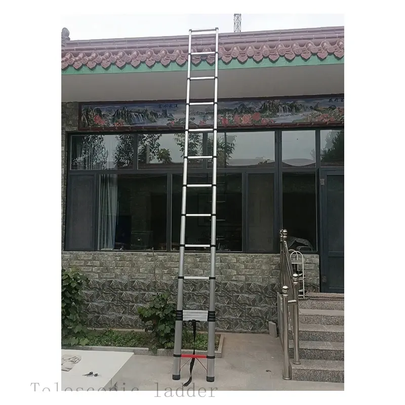 Draagbare Ladder Aluminium Telescopische Ladder Huishoudelijke Thuisladders Gebruikt Opvouwbare Enkele Rechte