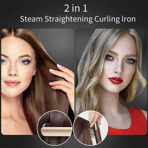 Plancha y Rizador de Pelo 2 en 1 de Acero Inoxidable de Alta Calidad, Motor sin Escobillas, Panel Curvo Flotante Dorado, Multi-Estilizador - Product Image 3