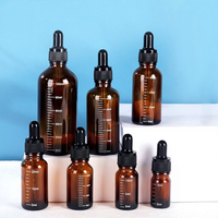 Flacon compte-gouttes rond en verre brun gradué de 5 ml avec étiquette imprimée résistante à la lumière pour huiles essentielles, sérums et crèmes de soin de la peau