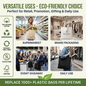 Custom Logo Screen Printed Eco-Friendly Cotton Daily Use <strong>Tote</strong> Bags-Plain Design Shoulder Strap Small/<strong>Medium</strong> Sizes - Product Image 6