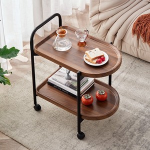 Wood Mobile <b>Trolley</b> Side Table With Wheels For Coffee Table Storage Rack Small Living Room Furniture - Product Image 1