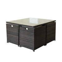 Table de jardin en rotin imperméable, fabriquée à la main en Chine, de luxe, simple, résistante au soleil, pour balcon, salle à manger, meubles d'extérieur
