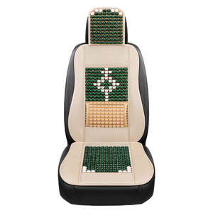 Coussin de siège de voiture en perles de bois, ensemble complet, respirant, avec support lombaire, housse de siège avant, 2 pièces, en bois de Hinoki, beige chaud - Product Image 3
